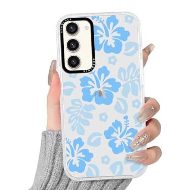 Imagem de RUMDEY Capa transparente de flor de hibisco para Samsung Galaxy S23 5G 6,1 polegadas, linda estampa floral de cristal design estético, macia, fina, antiamarela, à prova de choque, capa de telefone TPU