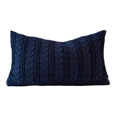 Imagem de Almofada de Tricot Azul Marinho Retangular