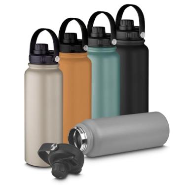 Imagem de Garrafa De Água Térmica Parede Dupla e Isolante Térmico 1100ML em Aço Inox, Alça Plástica e Tampa Rosqueável e Mantém Até 16 Horas do seu Líquido (Verde)