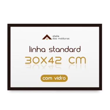 Imagem de Moldura Quadro A3 30x42 para Decoração Parede com Vidro (Preto)