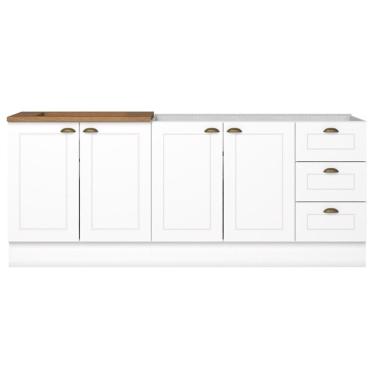 Imagem de Balcao Pia 120cm Balcao Cooktop 80cm Americana Branco Nature Henn