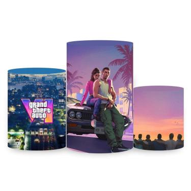 Imagem de Trio de Capa Cilindro para Festa Infantil Veste c/ Elástico GTA VI - Fera Print