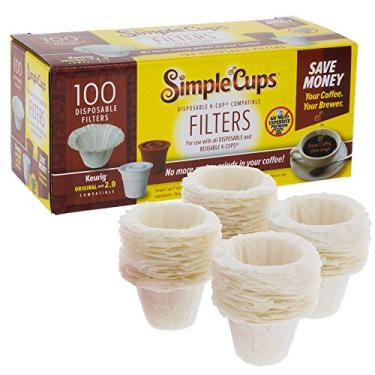 Imagem de Filtros descartáveis compatíveis com cafeteiras Keurig – Copos simples – 100 filtros de substituição – Use seu próprio café