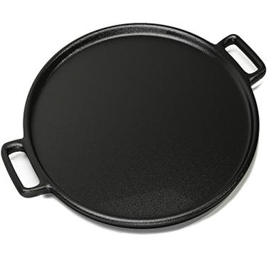 Imagem de Home-Complete Frigideira de ferro fundido para pizza de 35,5 cm para cozinhar, assar, grelhar, durável, longa duração, aquecimento uniforme e utensílios de cozinha versáteis