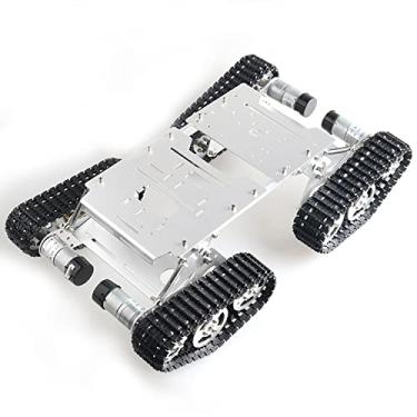 Imagem de Kit de chassi de carro tanque de carro tanque de metal grande premium 4WD para Arduino/torta de framboesa/MicroBit com motor de 33 DC, rastreador com absorção de choque com sistema de amortecimento,