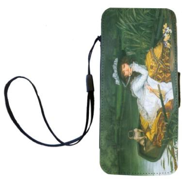 Imagem de Rikki Knight James Tissot Art A Young Woman in a Boat Flip Wallet iPhone Case com aba magnética para iPhone 5/5s - Uma jovem mulher em um barco