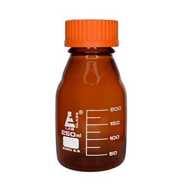 Imagem de Eisco Labs Frasco de reagente âmbar de 250 ml com tampa rosqueada e graduações de 50 ml