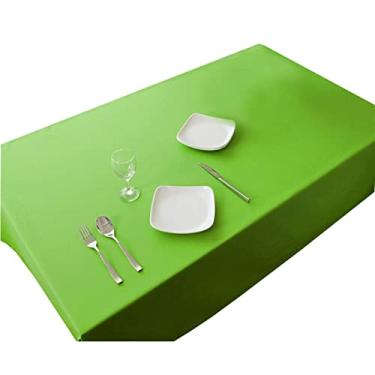 Imagem de Toalha de mesa, toalha de mesa, toalha de mesa de lona de algodão de cor sólida, retangular, lavável para jantares em família, festivais, festas e uso diário, verde (140 x 180 cm)