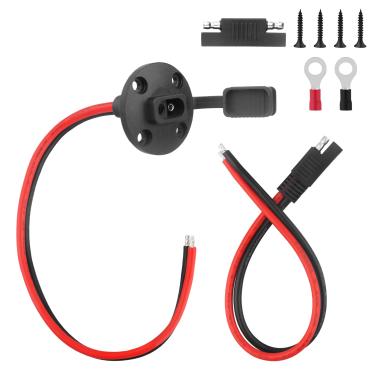 Imagem de PAEKQ Soquete Solar SAE à prova de intempéries 10AWG Porta Lateral SAE Conector Rápido Plugue de Desconexão e Cabo de Extensão de Conector SAE para Painel Solar, RVs, Gerador de Motocicleta Automotiva Carregador de Bateria (3 m)