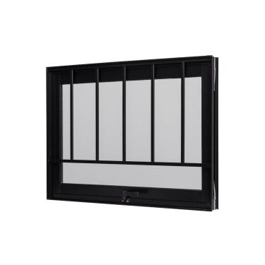 Imagem de Janela De Alumínio Maxim-ar 50x50cm Com Grade E Vidro Boreal Ultra Ramassol Preto