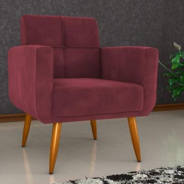 Imagem de Poltrona Decorativa Para Sala Lilian Veludo Vinho