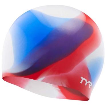 Imagem de TYR Touca de natação Junior Tie Dye, vermelho/branco/azul
