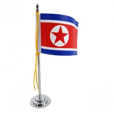 Imagem de Mini Bandeira De Mesa Coréia Do Norte 15 Cm Poliéster