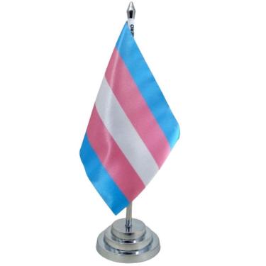 Imagem de Bandeira Mesa Dupla Face Transgênero Mastro 29 Cm Alt Cetim