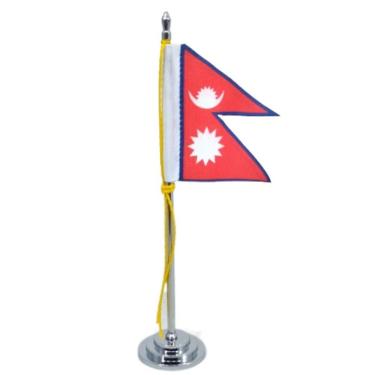 Imagem de Mini Bandeira De Mesa Do Nepal Poliéster 15 Cm Mastro