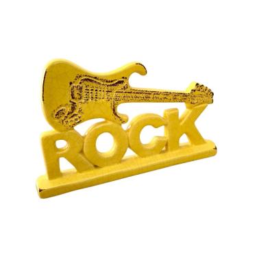 Imagem de Escultura Rock Para Móvel Em Cerâmica Amarelo Craquelado