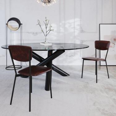 Imagem de Cadeira Fixa Estofada Vintage Retrô Com 2 Unidades Café-preto