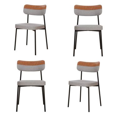 Imagem de Kit Com 4 Cadeiras Para Sala De Jantar Mona Yescasa Cinza Claro Corriente-caramelo