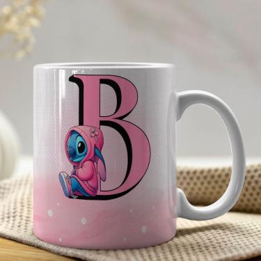 Imagem de Caneca De Porcelana Stitch Letras A-z 325ml Rosa B