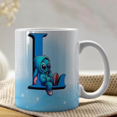 Imagem de Caneca De Porcelana Stitch Letras A-z 325ml Azul L