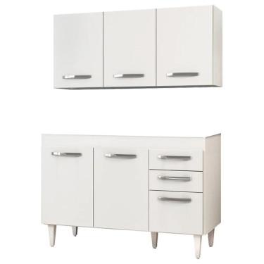 Imagem de Armário Aéreo Honduras E Balcão Gabinete 120cm Suécia Branco - Lumil Móveis