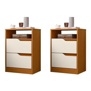 Imagem de Kit 2 Mesas De Cabeceira Sole 2 Gavetas Flex Cinamomo-off White - Móveis Albatroz Cinamomo-off White