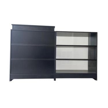 Imagem de Balcão Caixa + Expositor Vidro 100% Mdf Lojas E Comércios Preto - Supr