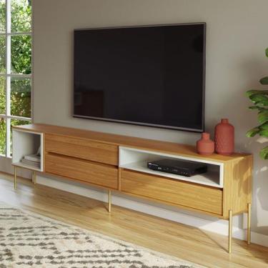 Imagem de Rack para TV Até 60 Polegadas Florença 3 Gavetas Freijó/Off White - Da