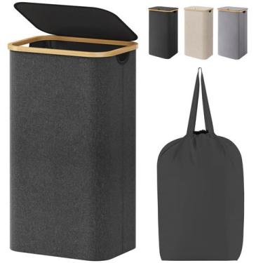 Imagem de Cesto de roupa suja Lifewit 100L com tampa e bolsa removível cinza esc