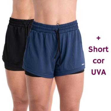 Imagem de Kit 3 Shorts 2 em 1 Feminino Bermuda Dryfit Dupla Para Treino Academia