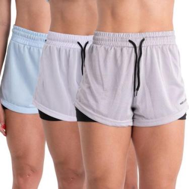 Imagem de Kit 3 Shorts 2 em 1 Feminino Bermuda Dryfit Dupla Para Treino Academia