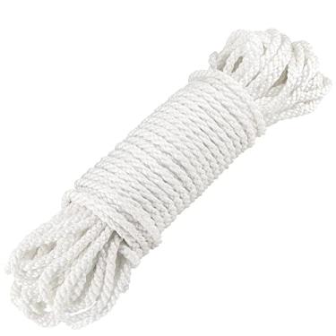 Imagem de JEUIHAU Corda De Ancoragem Nylon Com 3 Fios 3/8" X 164 Pés, Branca Três Trançados Para Atracação, Amarração, Içamento E Acampamento