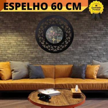 Imagem de Espelho Mdf 60 CM Acabamento Madeira Mdf Florada Preto S01 - CARIOCA A