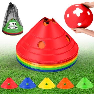 Imagem de ShinyRelief 20 peças de cones de disco jumbo cones de futebol jumbo cones gigantes de agilidade cones grandes de treinamento de futebol com bolsa de malha para treinamento esportivo de crianças e