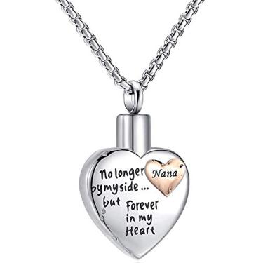 Imagem de Colar de urna de coração para cinzas "No Longer by My Side But Forever in My Heart", joia de cremação, memorial, colar, Cristal, Zircônia cúbica