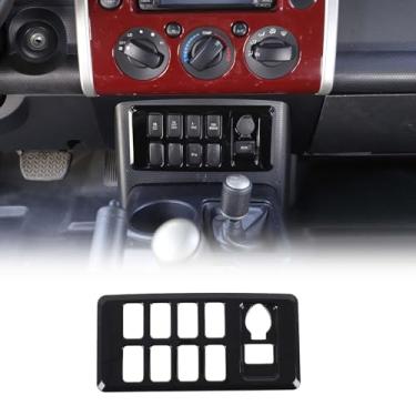 Imagem de Fgtagtal Capa de moldura decorativa de painel de botão de sistema auxiliar de console central adequada para Toyota FJ Cruiser 2007-2021, painel de interruptor de ar condicionado para console de carro