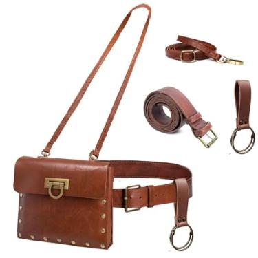 Imagem de Bolsa de cinto, pochete de couro, casual, steampunk, bolsa tiracolo para celular, medieval, renascentista, cosplay, acessório de fantasia, 1 marrom, Medium, Renascentista