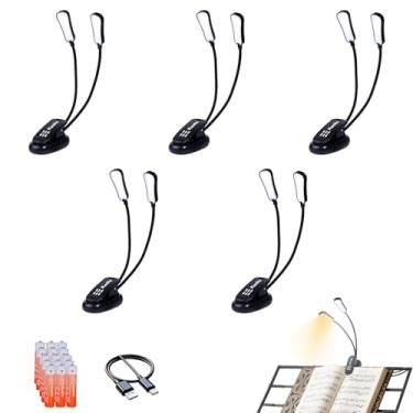 Imagem de KunHe Pacote com 5 lâmpadas de música, clipe de leitura, fonte de alimentação de bateria USB-C e AAA (incluída), três temperaturas de cores, adequada para usuários de banda entusiastas de leitura