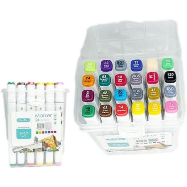 Imagem de Kit 24 Cores de Canetinhas Ponta Dupla Para Desenhar Pintar