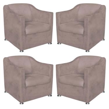 Imagem de Kit 4 Poltronas Bia Decorativa Reforçada Recepção Clinica Salão Sala De Estar Suede