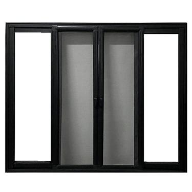 Imagem de Janela Vitro 4 Folhas Tela Mosquiteira Linha 25 Alum. Preto 120x120 - 