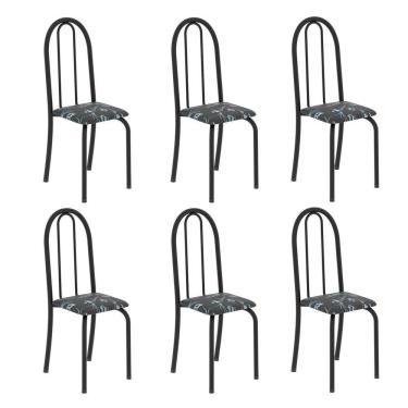 Imagem de Kit 6 Cadeiras Tubular 96x36x41 Cm Iris B Floral preto / Preto TXT