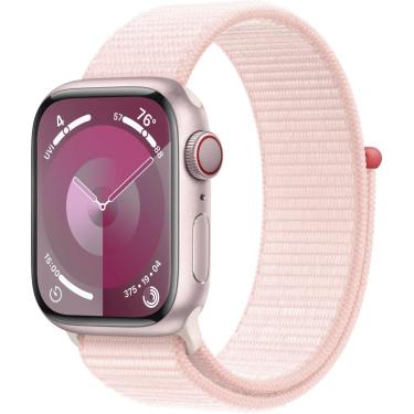 Imagem de Apple Watch Series 9 GPS + celular 41 mm caixa de alumínio com alça esportiva rosa claro - rosa-MRJ13LW/A