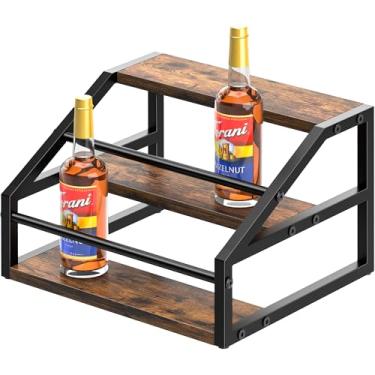 Imagem de Organizador de rack de xarope de café, suportes de temperos, suporte de garrafa de xarope para cafeteria, prateleiras de armazenamento de 12 garrafas de 3 camadas para xarope, vinho, molho para