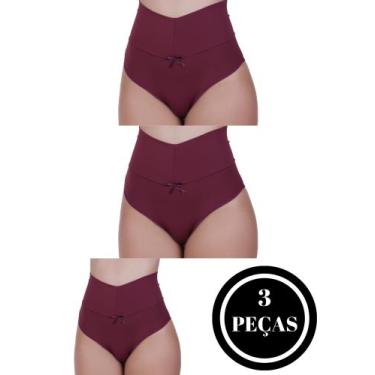 Imagem de Kit 3 Calcinha Cós Alto Segura Barriga Tanga Modeladora Pós Parto - c1