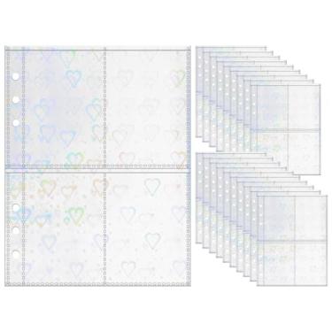 Imagem de Capas para cartões fotográficos A5, 20 peças de protetores de lençol 6 x 9 cm, 4 bolsos, inserções para cartão de fotos, páginas de refil de álbum de fotos em PP transparente para fichário de 6 anéis
