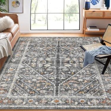 Imagem de Garvee Tapete de área de 25,5 x 30,5 cm, grande lavável, macio, com forro antiderrapante, resistente a manchas, tradicional, cobertura de piso oriental para quarto, sala de estar, casa, escritório,