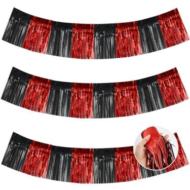 Imagem de BEISHIDA Pacote Com 3 Guirlandas De Franjas Metálicas, Vermelhas E Pretas, Para Pendurar Na Parede, Faixas Enfeites Carros, Chá Panela, Casamento, Aniversário, Páscoa, Formatura, Decoração Festa Fim
