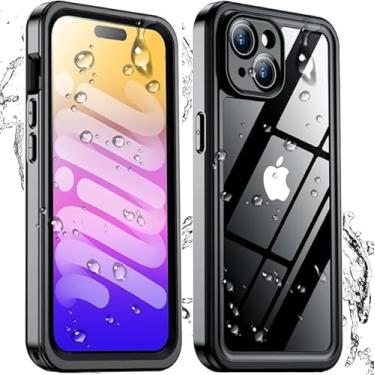 Imagem de Lumkou Capa impermeável para iPhone 14, [protetor de tela e lente embutido] [IP68 debaixo d'água] Capa protetora resistente à prova de queda e poeira à prova de choque com alça de pulso, 6,1 polegadas