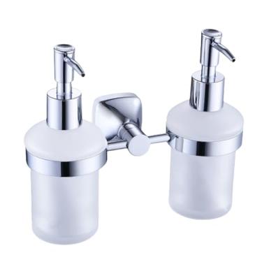 Imagem de Suporte de parede para lenços de papel, suporte para toalhas, suporte para papel higiênico, gancho para roupão com sabonete e limpador (2 dispensadores de sabonete)